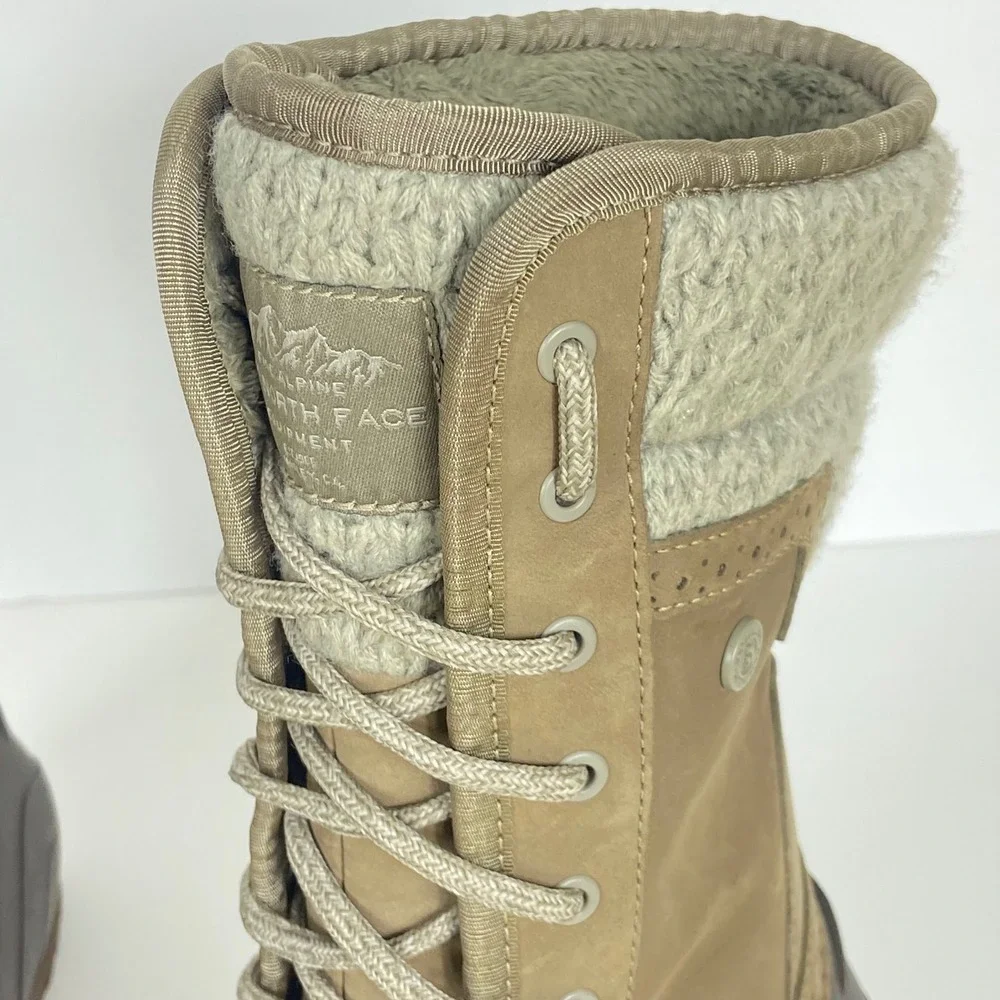 The North Face Shellista II Lace Up Winter Boots Tan Brown‎ Faux Fur Womens 9.5